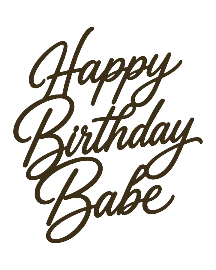 Interactive metallic-gold 3D model of the Happy Birthday Babe cake topper