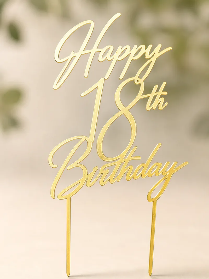 Custom gold Happy 18th Birthday topper