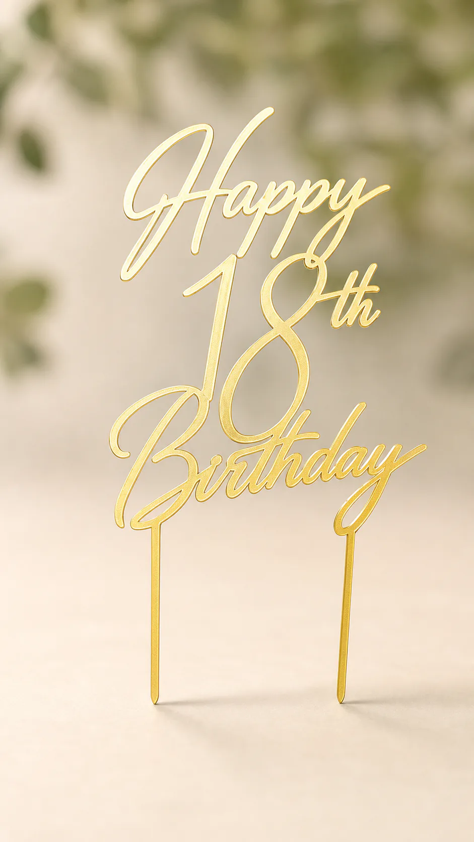 Metallic gold Happy 18th Birthday cake topper