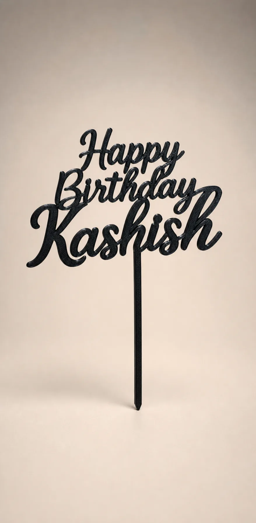 Black Happy Birthday Kashish cake topper